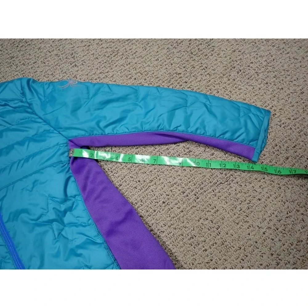 Spyder Puffer Jacket Girls Size M 10/12 Teal Purple Excellent‎ Hooded Insulated